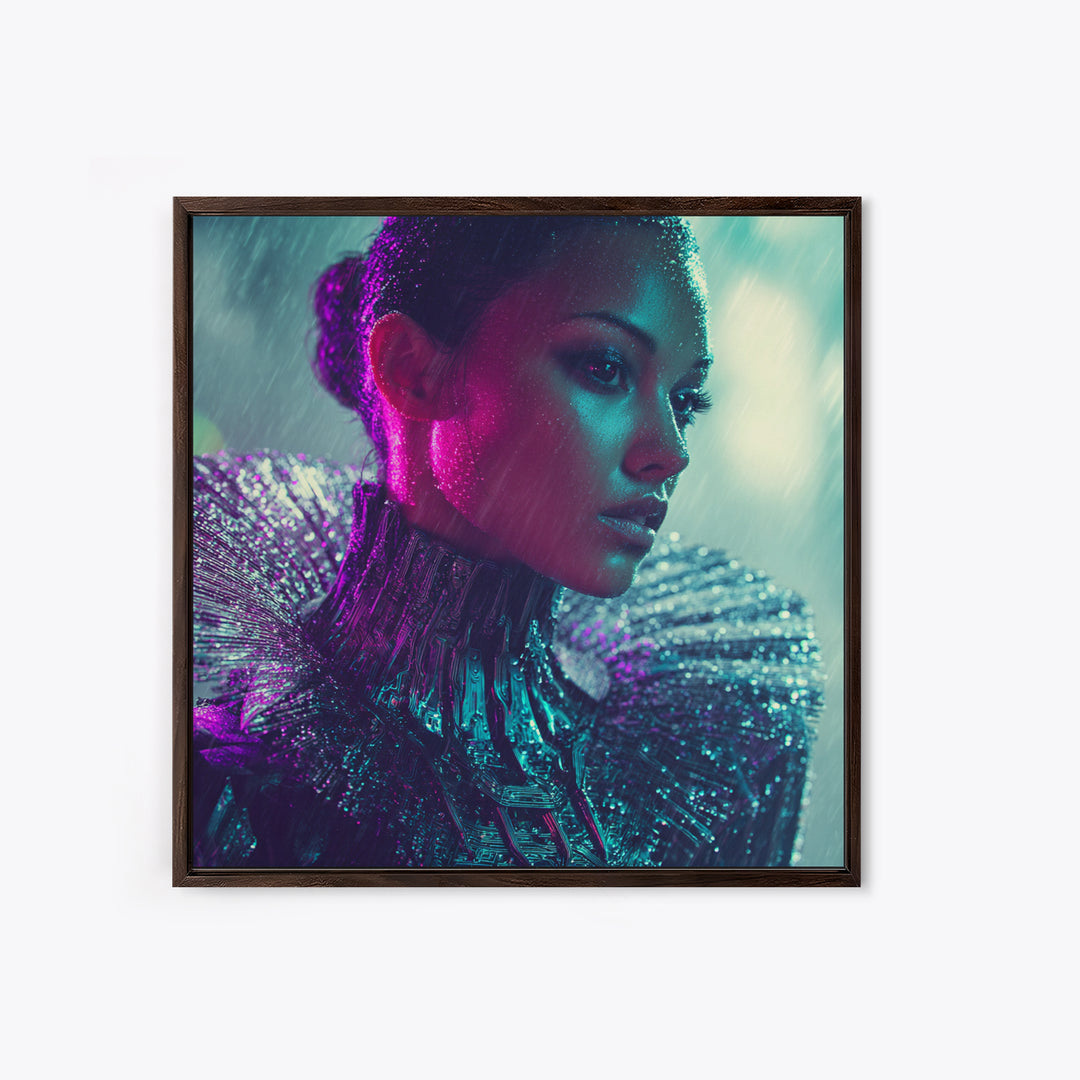 Futuristic Fashion Portrait Canvas Print, Futuristic Art, Digital Art, Living Room Decor, Future, Extra Large Wall Art, FUT-1x1-9