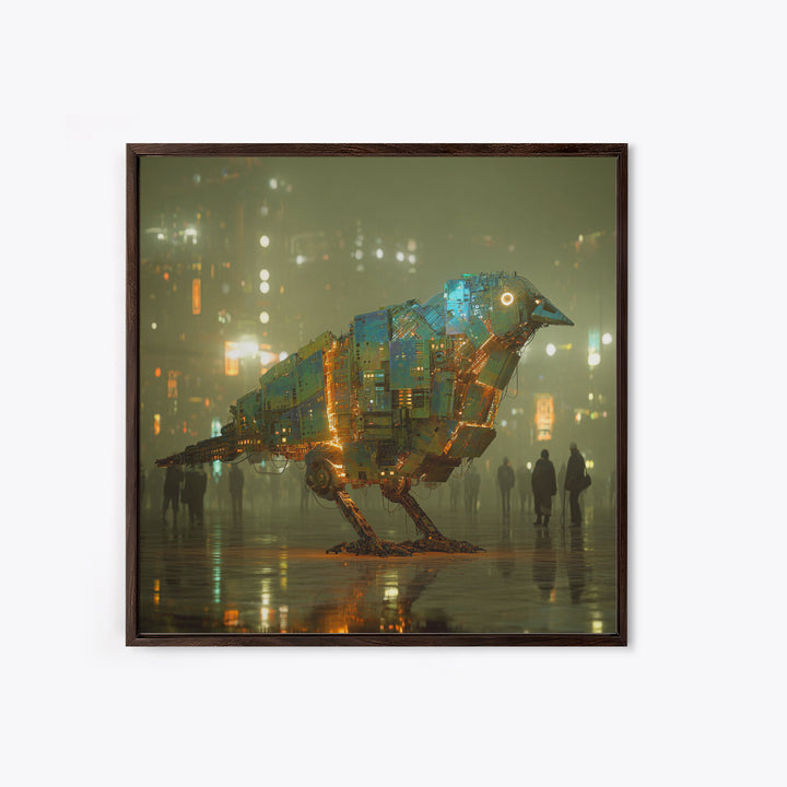 Futurist Bird Made of Panels and Light Canvas Print, Futuristic Art, Minimalist Decor, Living Room Decor, Fine Art, Future, FUT-1x1-94