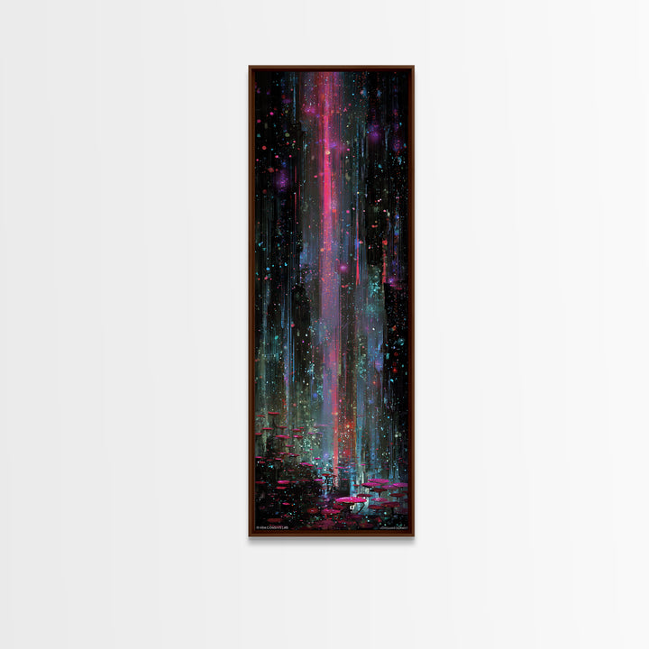 Bioluminescent Garden in a Future Habitat Canvas Print, Futuristic Art, Landscape Art, Living Room Decor, Fine Art, Future, FUT-1x3-16