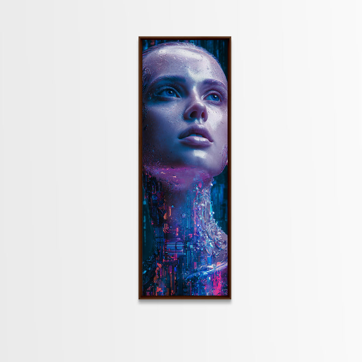 Holographic Flower Rendered Canvas Print, Futuristic Art, Wall Art, Living Room Decor, Oil Painting, Future, Printable Art, FUT-1x3-18