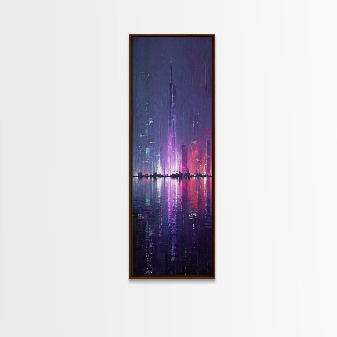 Floating Glass Architecture Above Reflective Water Canvas Print, Futuristic Art, Canvas Wall Art, Living Room Decor, Future, FUT-1x3-63
