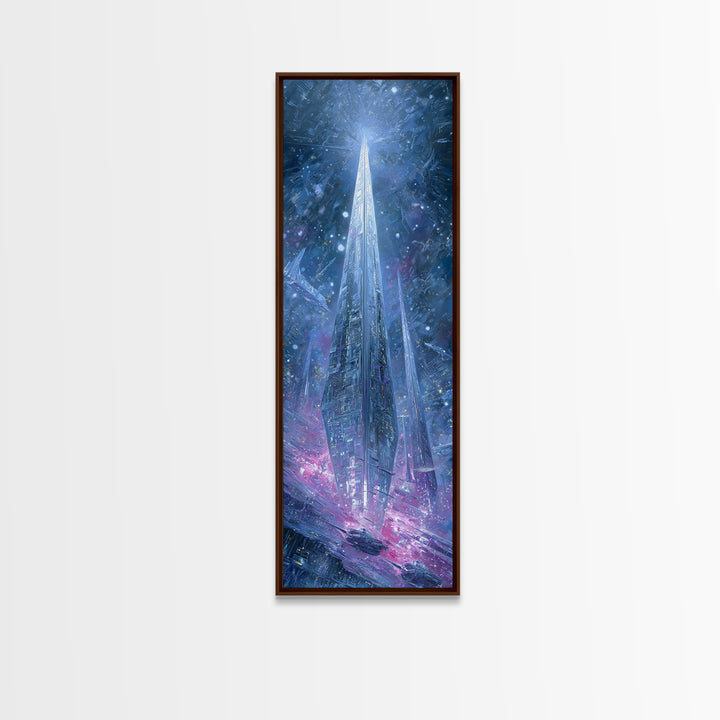 Solar Sail Ship Crossing Star Filled Space Canvas Print, Futuristic Art, Extra Large Wall Art, Living Room Decor, Future, FUT-1x3-77