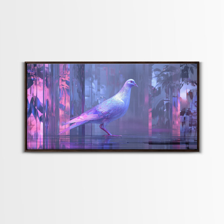 Futurist Bird Made of Panels and Light Framed Canvas Print, Futuristic Art, Digital Art, Living Room Decor, Fine Art, Future, FUT-2x1-42