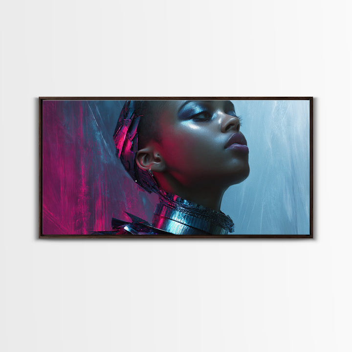 Futuristic Fashion Portrait Canvas Print, Futuristic Art, Space Art, Living Room Decor, Oil Painting, Future, Minimalist Decor, FUT-2x1-53