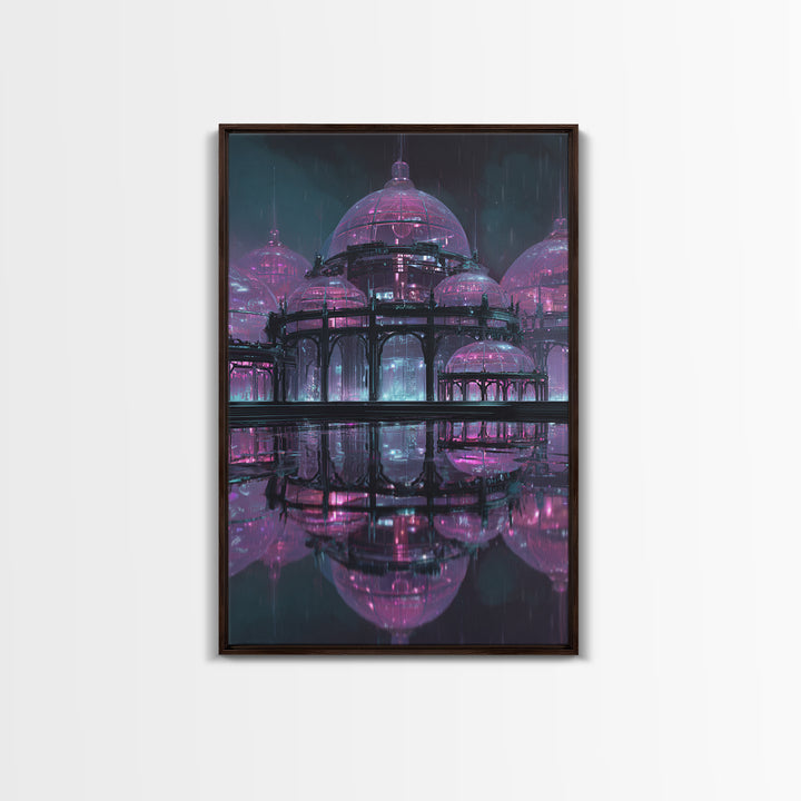 Futuristic Botanical Greenhouse Canvas Print, Futuristic Art, Modern Wall Art, Living Room Decor, Oil Painting, Future, FUT-2x3-50