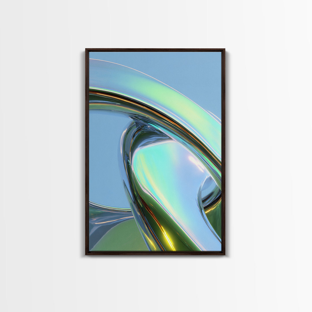 Chrome Abstract Sculpture Framed Canvas Print, Futuristic Art, Modern Wall Decor, Living Room Decor, Fine Art, Future, FUT-2x3-51