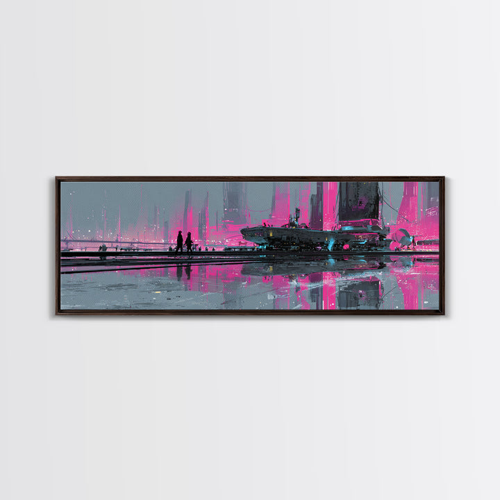 Future Ocean Lab Canvas Print, Futuristic Art, Digital Art, Living Room Decor, Fine Art, Future, Extra Large Wall Art, FUT-3x1-31