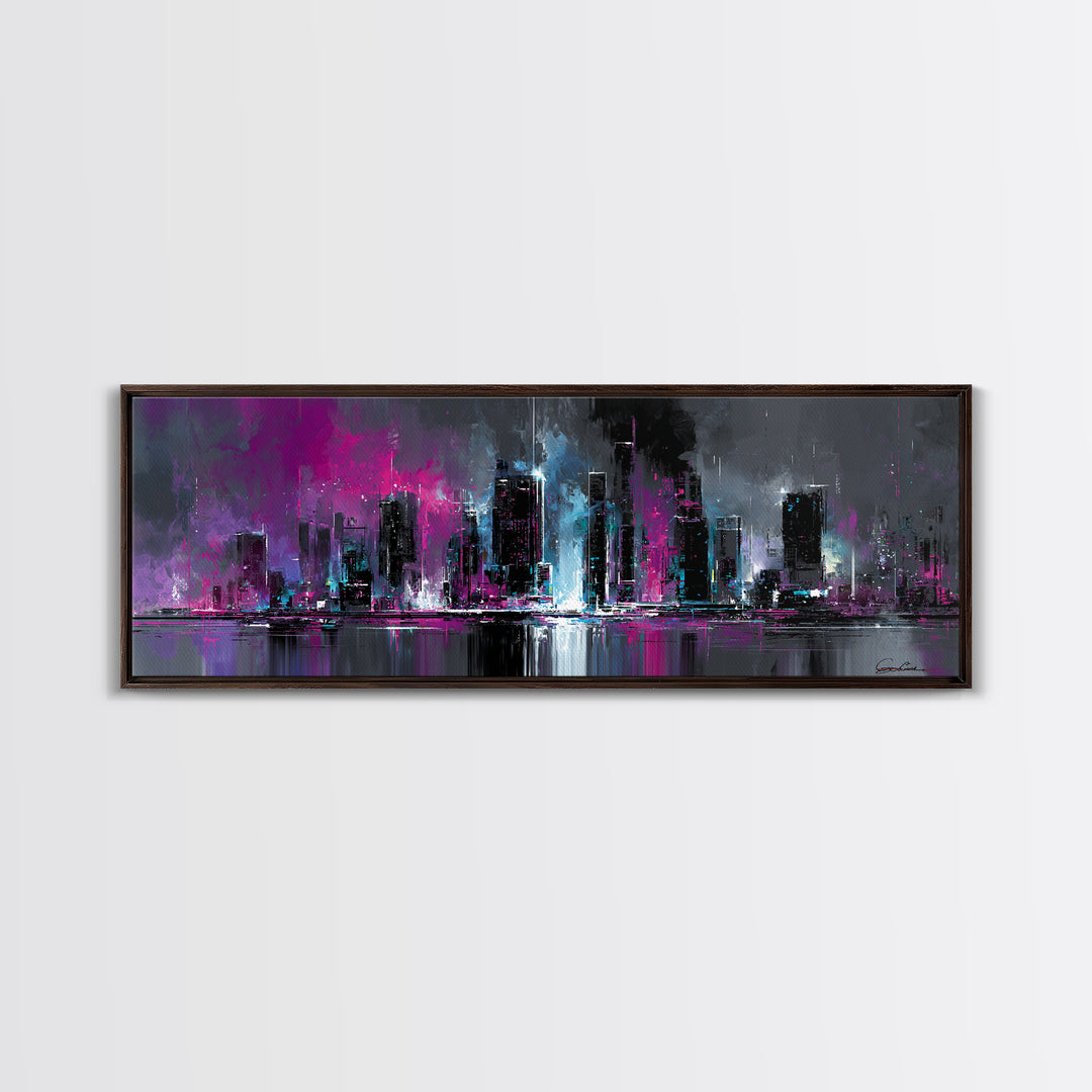 Sleek Chrome City Skyline Canvas Print, Futuristic Art, Wall Decor, Living Room Decor, Abstract Art, Future, Modern Wall Art, FUT-3x1-41