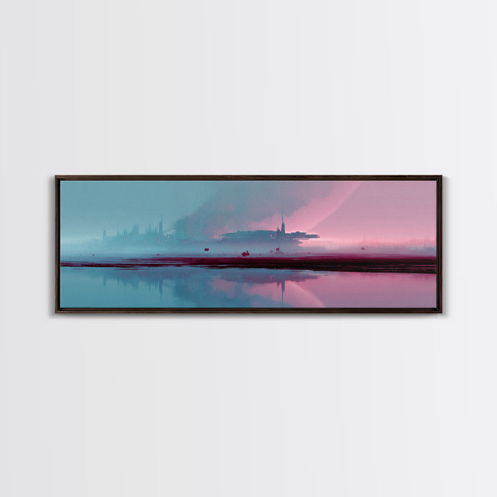 Minimal Spacecraft over a Clean Planet Horizon Canvas Print, Futuristic Art, Canvas Painting, Living Room Decor, Oil Painting, FUT-3x1-71