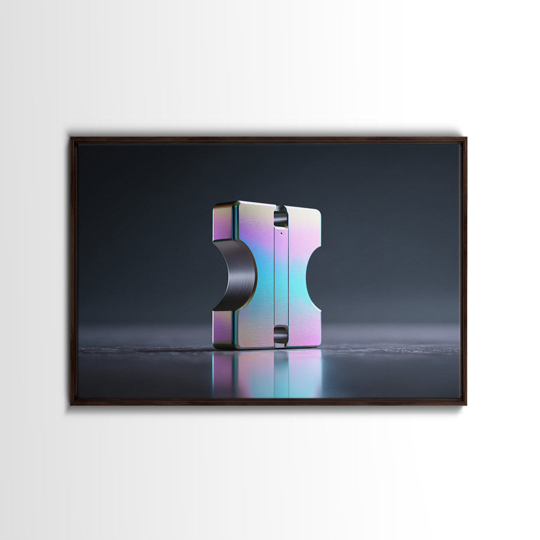 Smooth Titanium Shapes Framed Canvas Print, Futuristic Art, Printable Art, Living Room Decor, Future, Digital Art Print, FUT-3x2-27