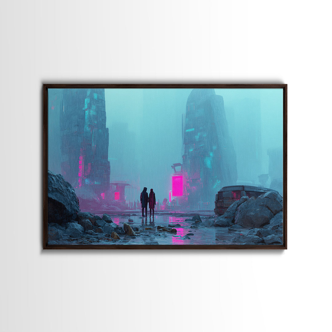 Smooth Titanium Shapes Canvas Print, Futuristic Art, Mid Century Modern, Living Room Decor, Abstract Art, Future, FUT-3x2-3