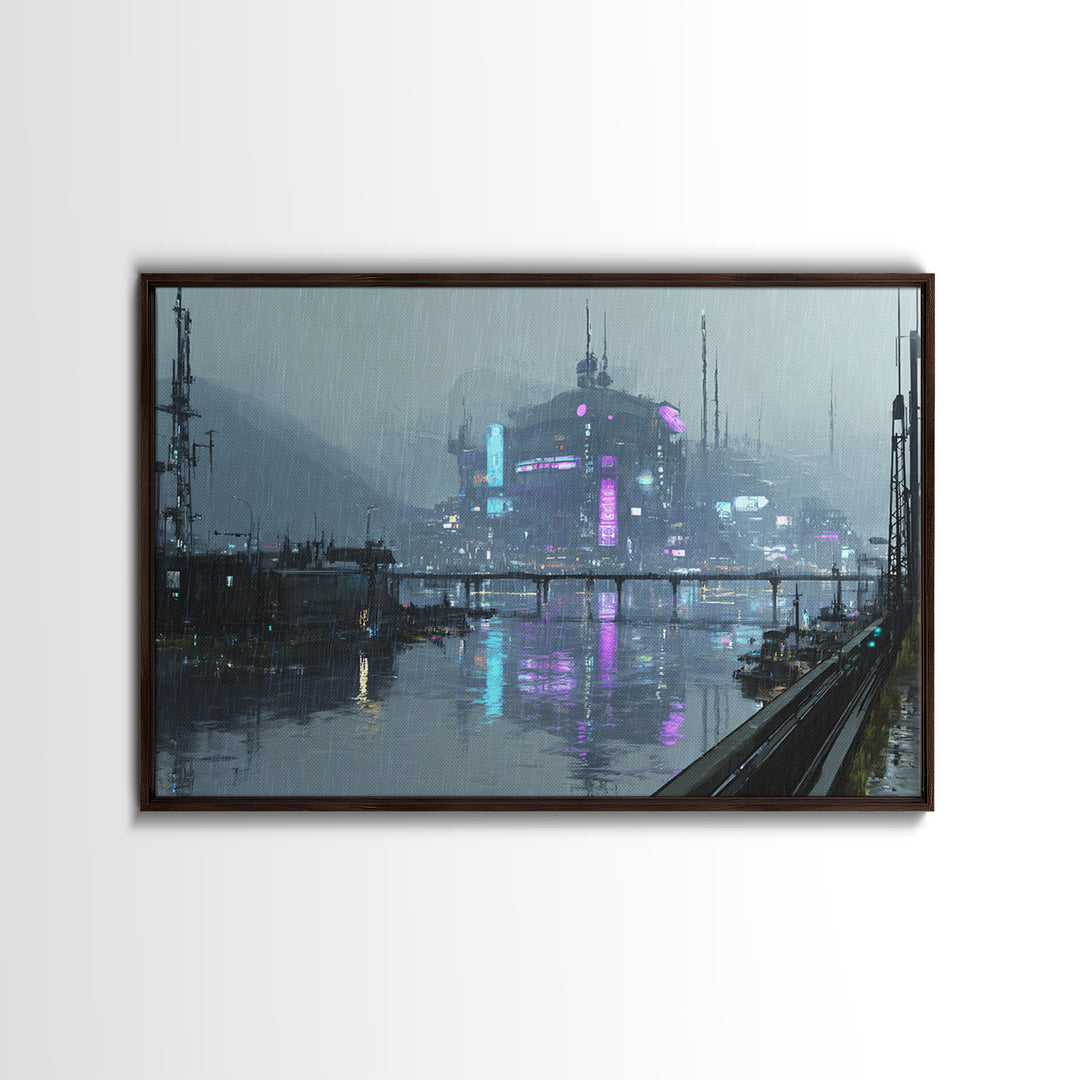 White and Blue Utopian Megastructure Canvas Print, Futuristic Art, Unique Home Decor, Living Room Decor, Fine Art, Future, FUT-3x2-88