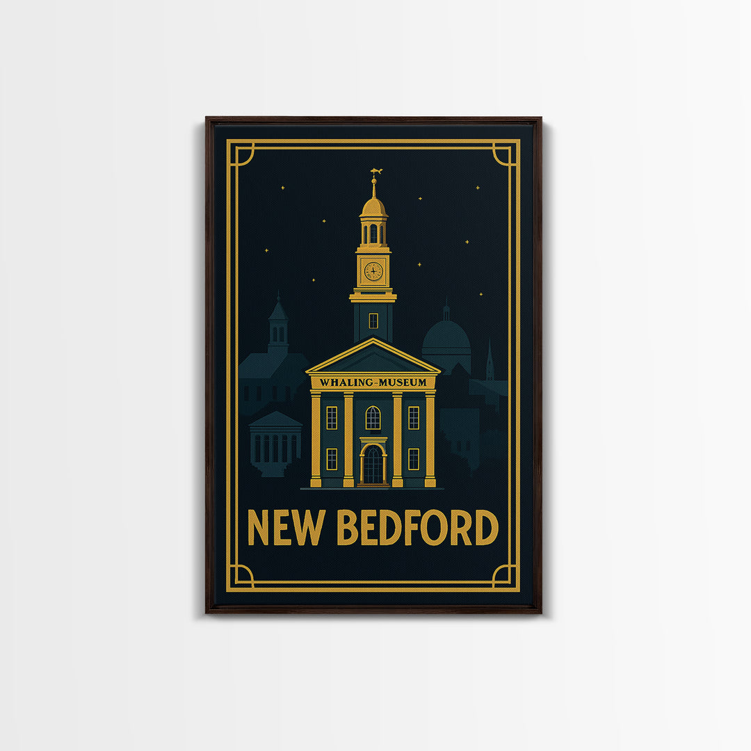New Bedford Travel Poster, Framed Canvas Print, Luxury Art Deco Poster, New Bedford Poster Print, Travel Poster Art, City Travel Prints