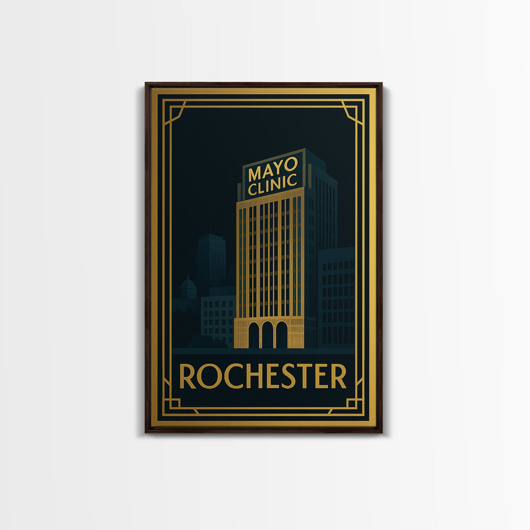 Rochester Travel Poster, Canvas Print, Vintage Deco Travel Art, Rochester Poster Print, Vintage Travel Print, Travel Wall Art, Wall Art