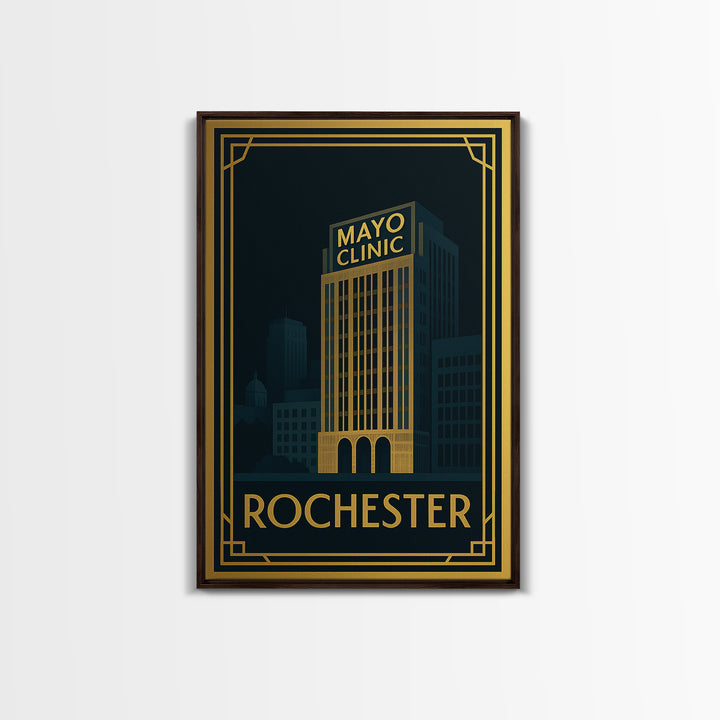 Rochester Travel Poster, Canvas Print, Vintage Deco Travel Art, Rochester Poster Print, Vintage Travel Print, Travel Wall Art, Wall Art