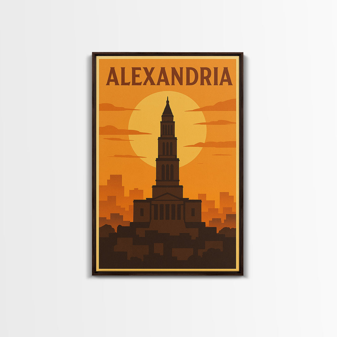 Alexandria Virginia Travel Poster, Canvas Print, Gold Art Deco Poster Art, Alexandria Travel Art, Travel Poster Art, Office Decor, Wall Art