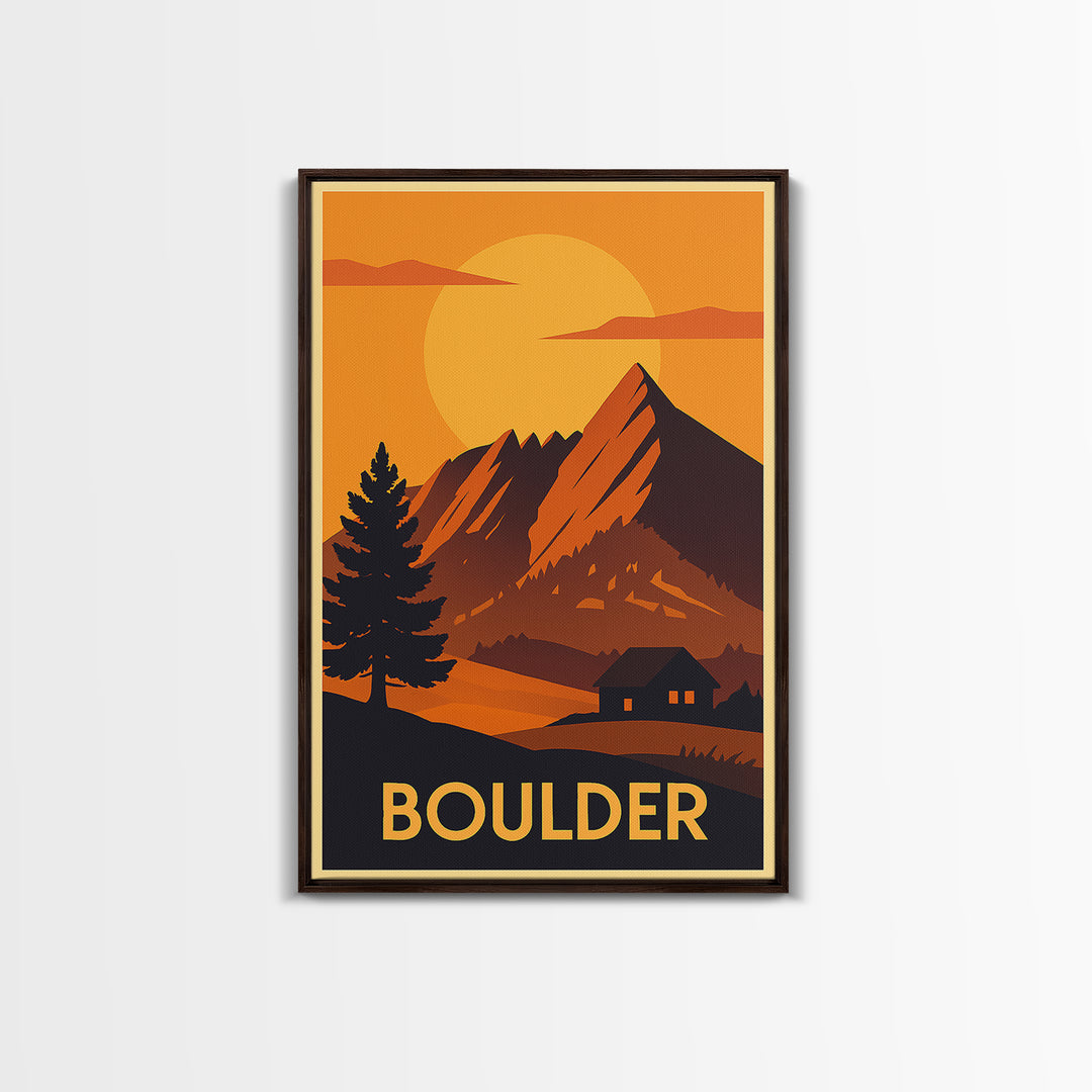 Boulder Travel Poster, Canvas Print, Golden Travel Poster Art, Boulder Wall Art, Travel Poster Set, Travel Poster Art, Gift For Travelers