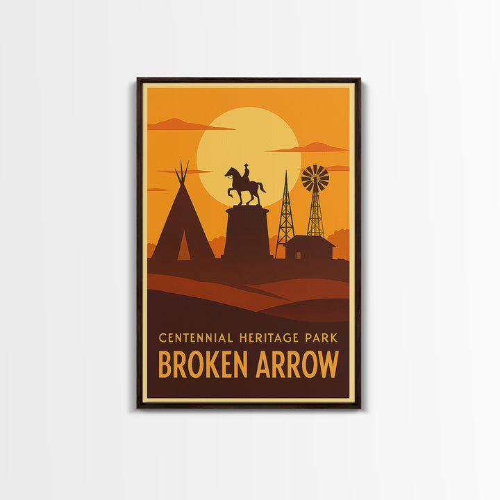 Broken Arrow Travel Poster, Canvas Print, Golden Travel Poster Art, Broken Arrow Travel Art, Vintage City Art, Retro Travel Print