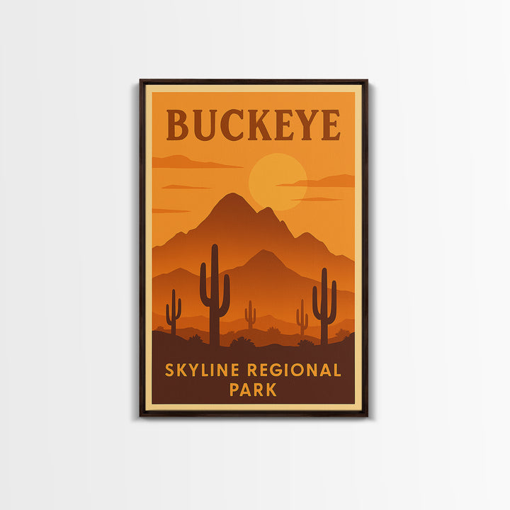 Buckeye Arizona Travel Poster, Framed Canvas Print, Gold Art Deco Poster Art, Buckeye Poster Print, Travel Poster Set, Wanderlust Decor