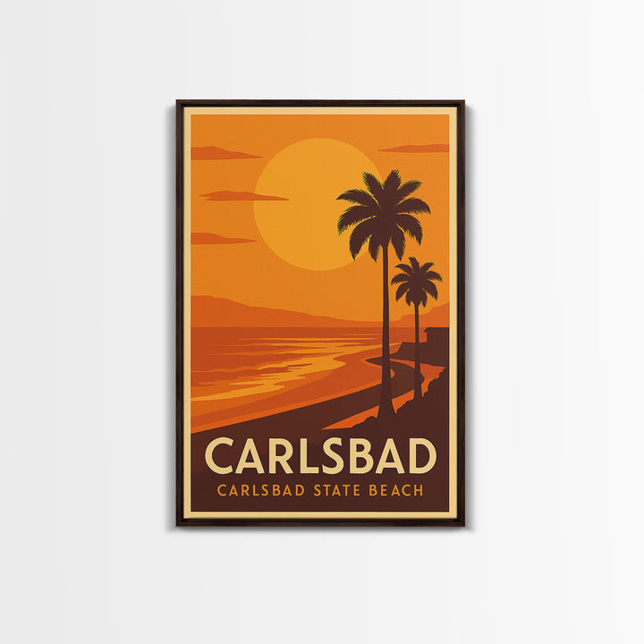 Carlsbad Travel Poster, Canvas Print, Golden Travel Poster Art, Carlsbad Art Print, Travel Art Print, City Travel Prints, Vintage Travel Art