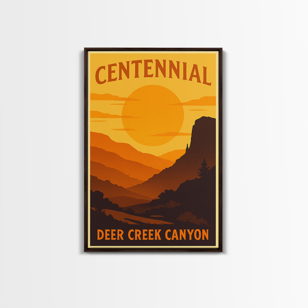 Centennial Colorado Travel Poster, Canvas Print, Golden Travel Poster Art, Centennial City Art, Mid Century Wall Art, Modern Wall Decor
