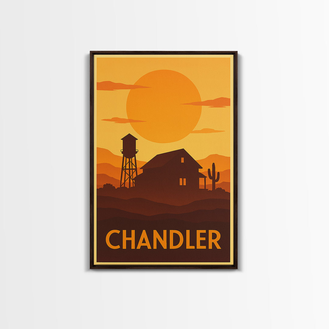Chandler Travel Poster, Framed Canvas Print, Gold Art Deco Poster Art, Chandler Travel Art, Travel Art Print, Vintage Travel Art