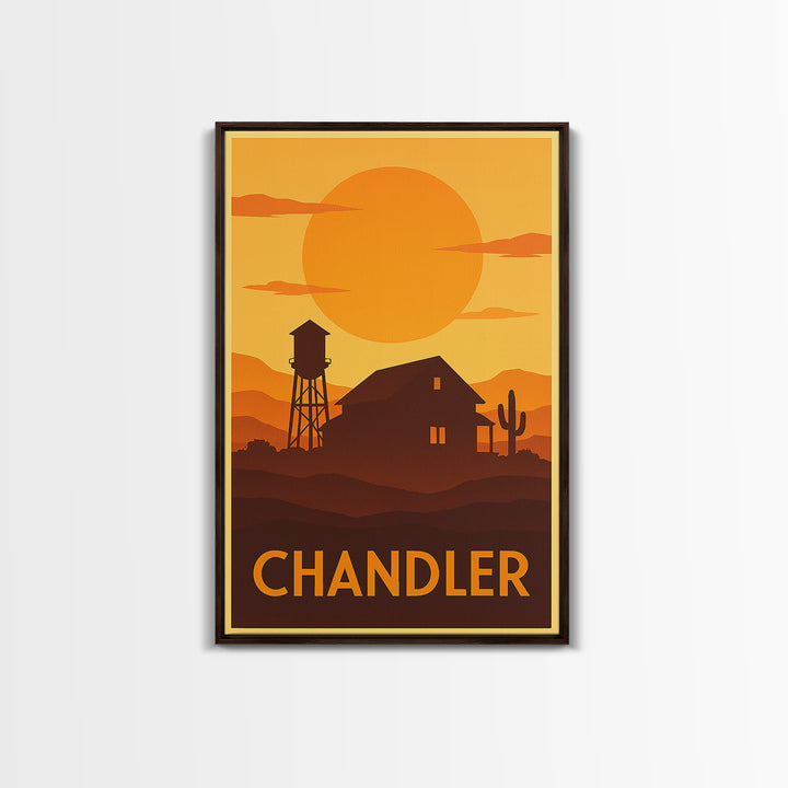 Chandler Travel Poster, Framed Canvas Print, Gold Art Deco Poster Art, Chandler Travel Art, Travel Art Print, Vintage Travel Art