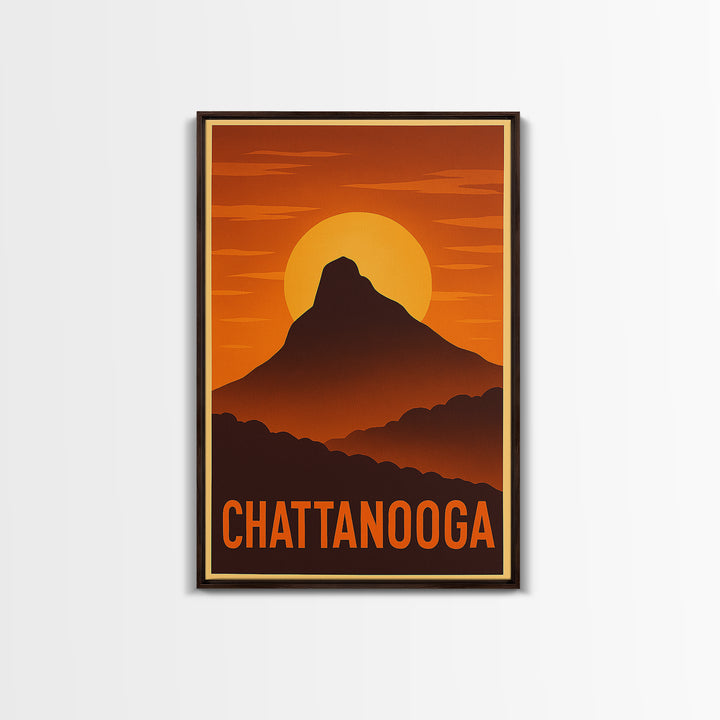 Chattanooga Travel Poster, Framed Canvas Print, Gold Art Deco Poster Art, Chattanooga Wall Art, Travel Art Print, Wanderlust Decor