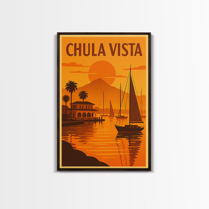 Chula Vista California Travel Poster, Canvas Print, Vintage Deco Wall Art, Chula Vista Art Print, Travel Poster Set, Travel Poster Art