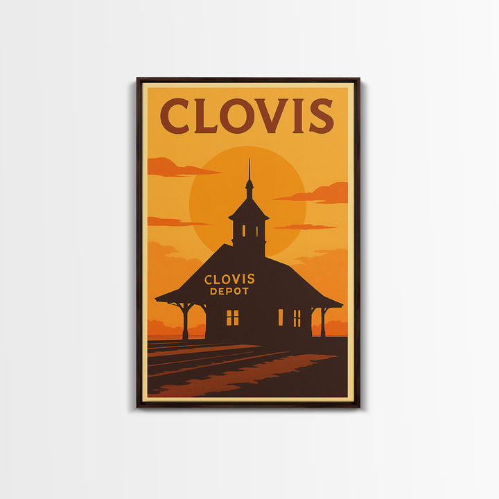 Clovis California Travel Poster, Canvas Print, Golden Travel Poster Art, Clovis Wall Art, Wall Decor, City Art Print, Wanderlust Decor