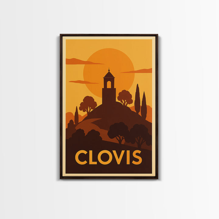 Clovis Travel Poster, Canvas Print, Gold Art Deco Poster Art, Clovis Poster Print, Living Room Wall Art, Travel Wall Decor, Poster Print