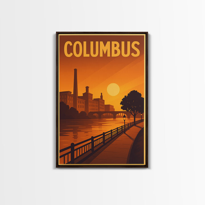 Columbus Ohio Travel Poster, Canvas Print, Vintage Deco Wall Art, Columbus Art Print, Travel Art Print, Gift For Travelers, Travel Print