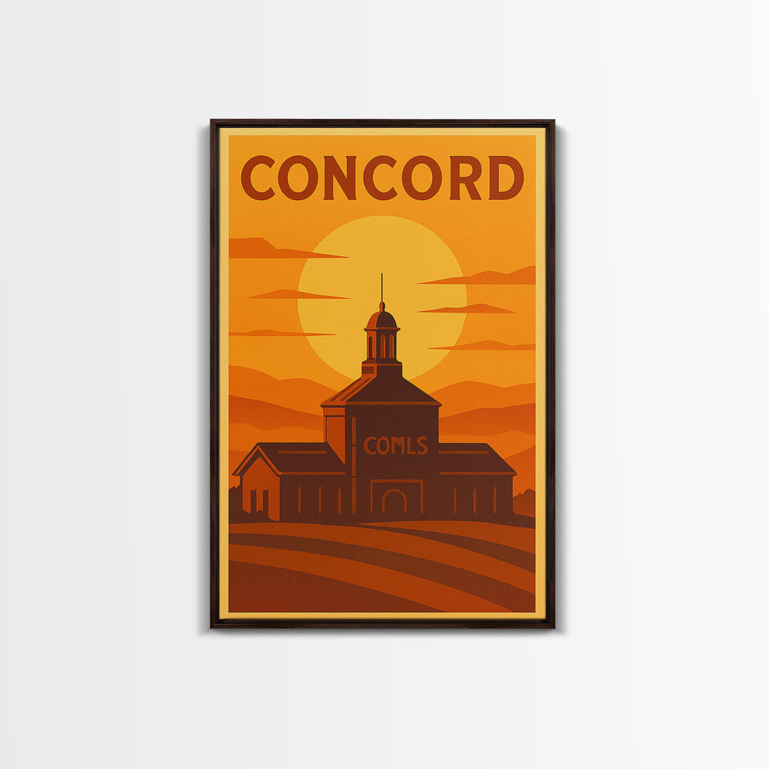 Concord California Travel Poster, Canvas Print, Warm Sunset Silhouette Art, Concord Poster Print, Travel Poster Art, City Illustration