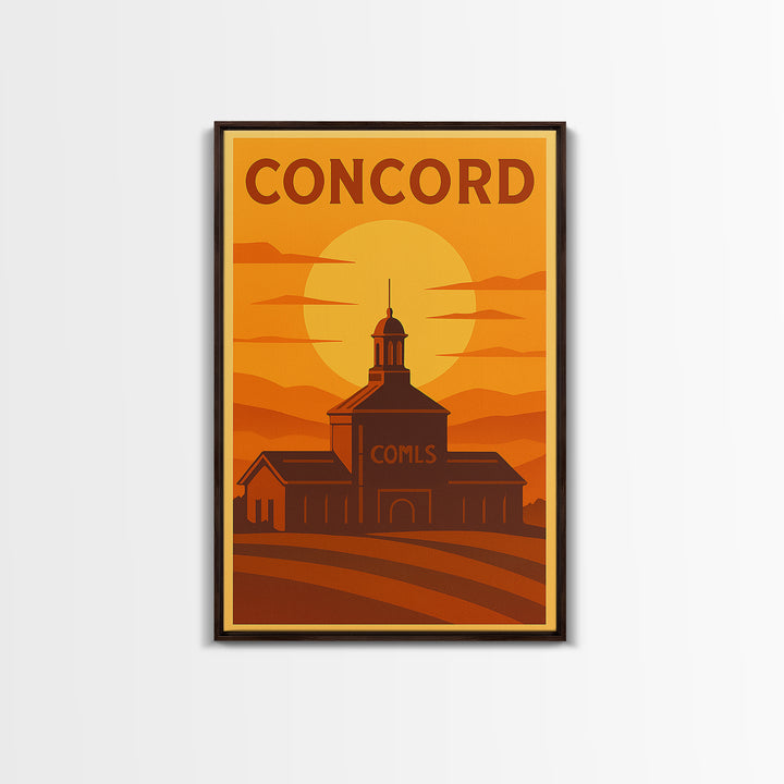 Concord California Travel Poster, Canvas Print, Warm Sunset Silhouette Art, Concord Poster Print, Travel Poster Art, City Illustration