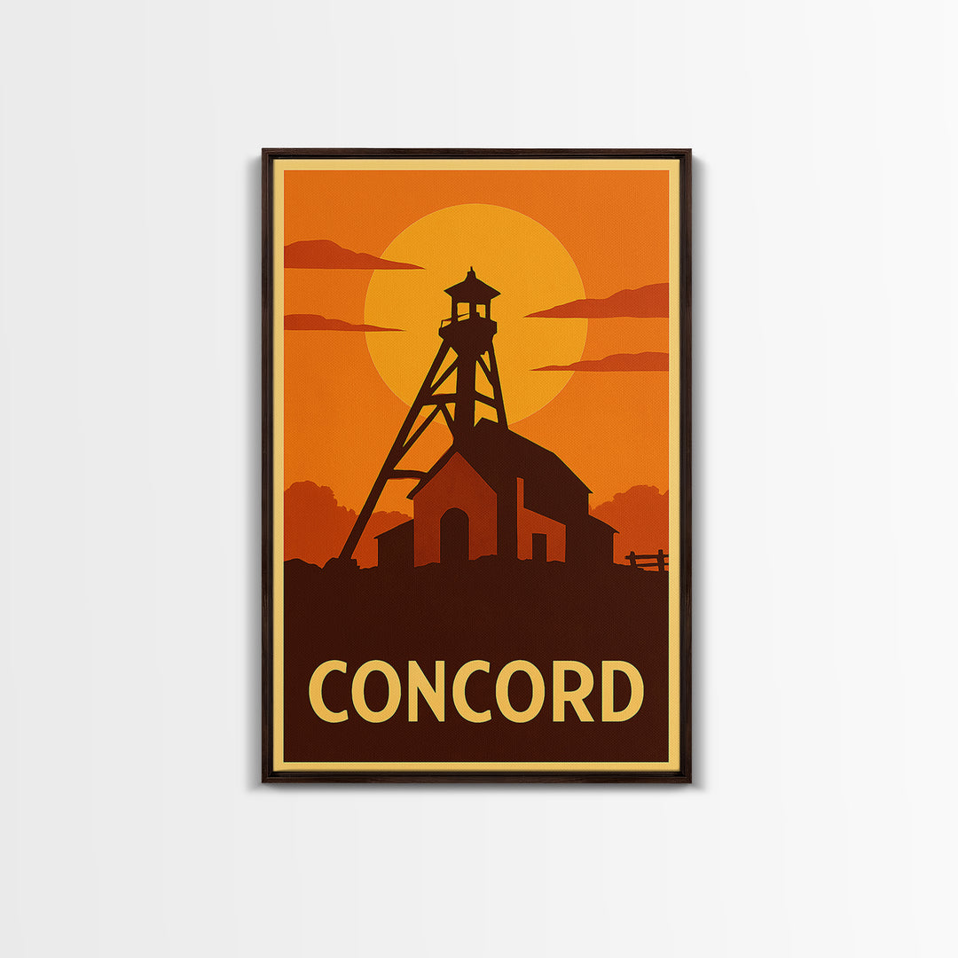 Concord Travel Poster, Canvas Print, Golden Travel Poster Art, Concord Art Print, Travel Wall Art, Travel Poster Art, Travel Art Print