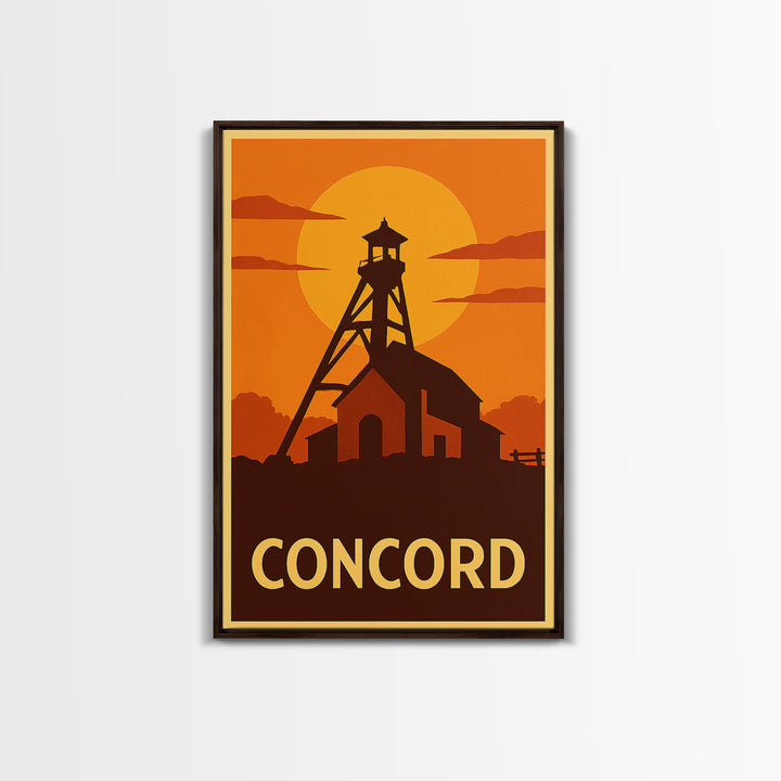 Concord Travel Poster, Canvas Print, Golden Travel Poster Art, Concord Art Print, Travel Wall Art, Travel Poster Art, Travel Art Print