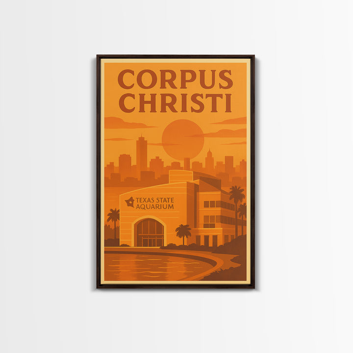 Corpus Christi Texas Travel Poster, Canvas Print, Gold Art Deco Poster Art, Corpus Christi Poster Print, Travel Poster Art, Travel Gift