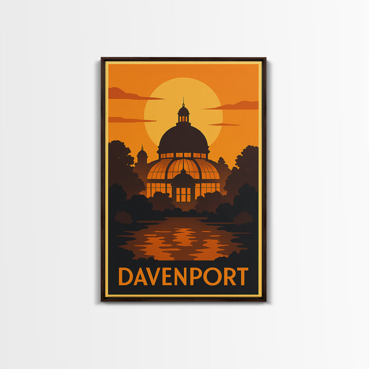 Davenport Iowa Travel Poster, Canvas Print, Golden Travel Poster Art, Davenport Poster Print, Travel Poster Art, Modern Wall Decor, Wall Art