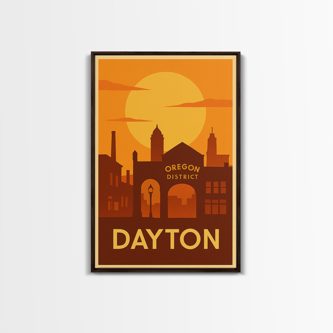 Dayton Travel Poster, Canvas Print, Vintage Deco Wall Art, Dayton City Art, Mid Century Wall Art, Travel Art Print, Gift For Travelers