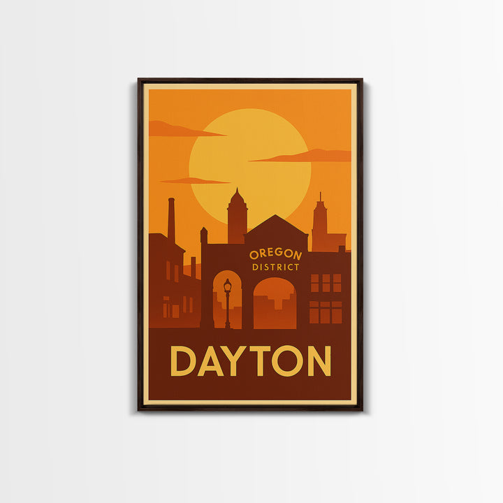 Dayton Travel Poster, Canvas Print, Vintage Deco Wall Art, Dayton City Art, Mid Century Wall Art, Travel Art Print, Gift For Travelers