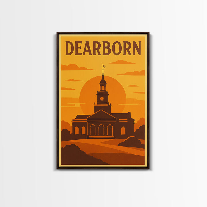 Dearborn Michigan Travel Poster, Canvas Print, Gold Art Deco Poster Art, Dearborn Wall Art, Travel Poster Art, Wall Decor, Office Decor