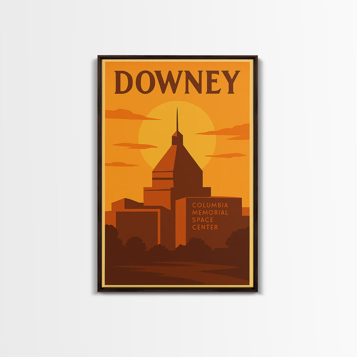 Downey California Travel Poster, Canvas Print, Gold Art Deco Poster Art, Downey Wall Art, Gift For Travelers, Retro Travel Print, Wall Decor