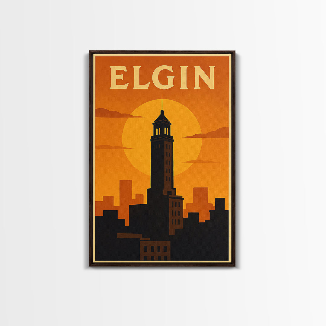 Elgin Travel Poster, Canvas Print, Golden Travel Poster Art, Elgin Poster Print, Retro Travel Print, Travel Poster Art, Travel Wall Decor