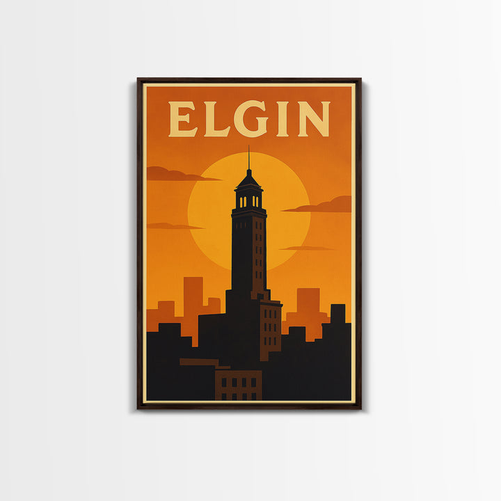 Elgin Travel Poster, Canvas Print, Golden Travel Poster Art, Elgin Poster Print, Retro Travel Print, Travel Poster Art, Travel Wall Decor