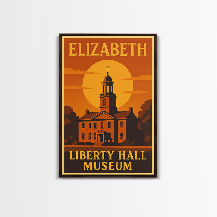 Elizabeth New Jersey Travel Poster, Canvas Print, Gold Art Deco Poster Art, Elizabeth Travel Art, Art Print, Travel Wall Art