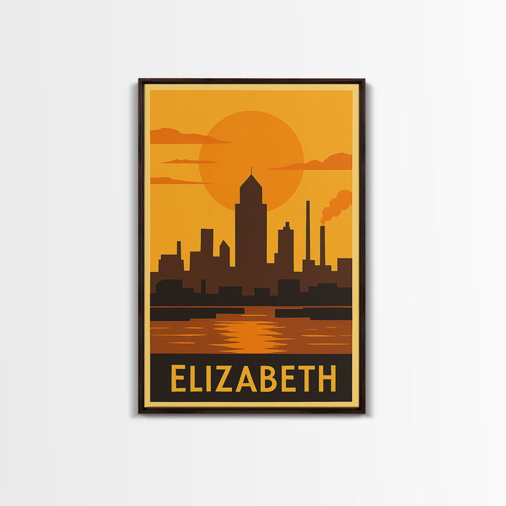 Elizabeth Travel Poster, Canvas Print, Vintage Deco Wall Art, Elizabeth Art Print, Travel Poster Set, City Art Print, Travel Poster Art
