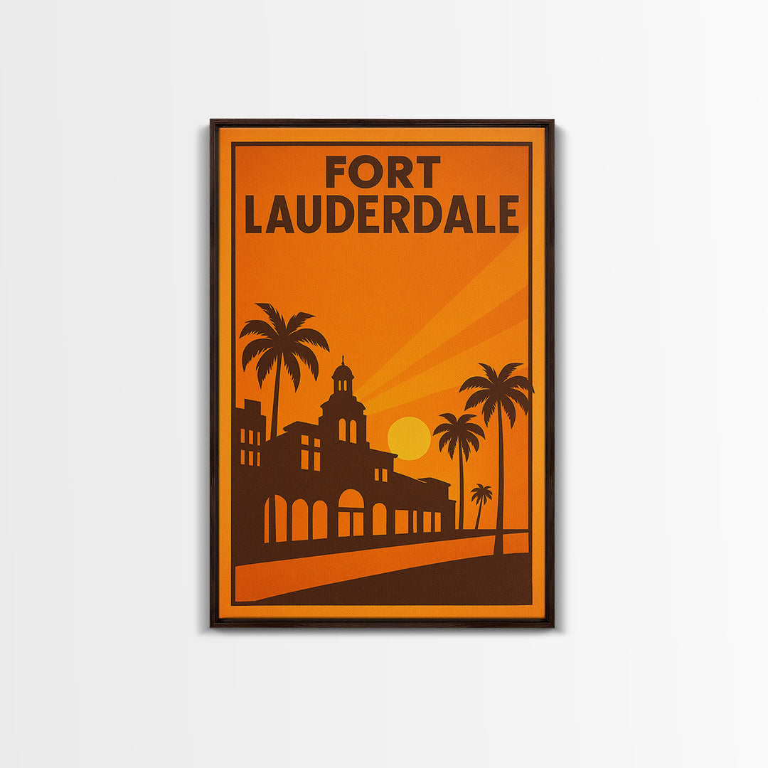 Fort Lauderdale Florida Travel Poster, Canvas Print, Golden Travel Poster Art, Fort Lauderdale Art Print, Travel Poster Set, City Art Print