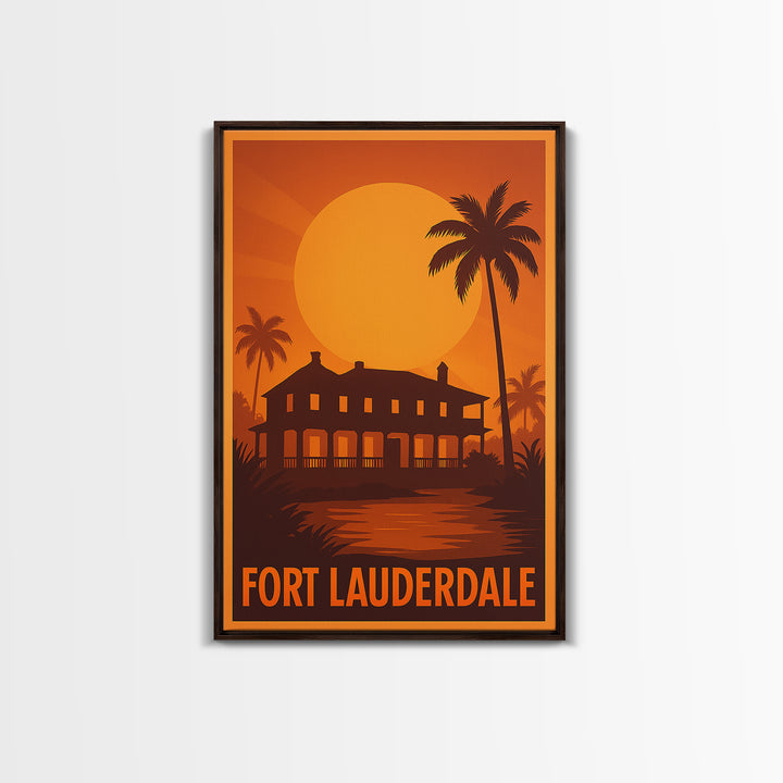 Fort Lauderdale Travel Poster, Canvas Print, Golden Travel Poster Art, Fort Lauderdale City Art, Travel Poster Art, Eclectic Wall Decor