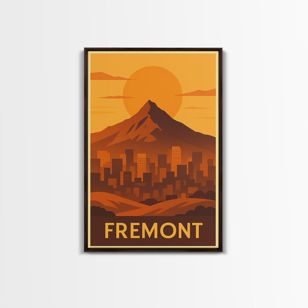 Fremont Travel Poster, Framed Canvas Print, Golden Travel Poster Art, Fremont Wall Art, Travel Poster Art, Wanderlust Decor, Poster Print