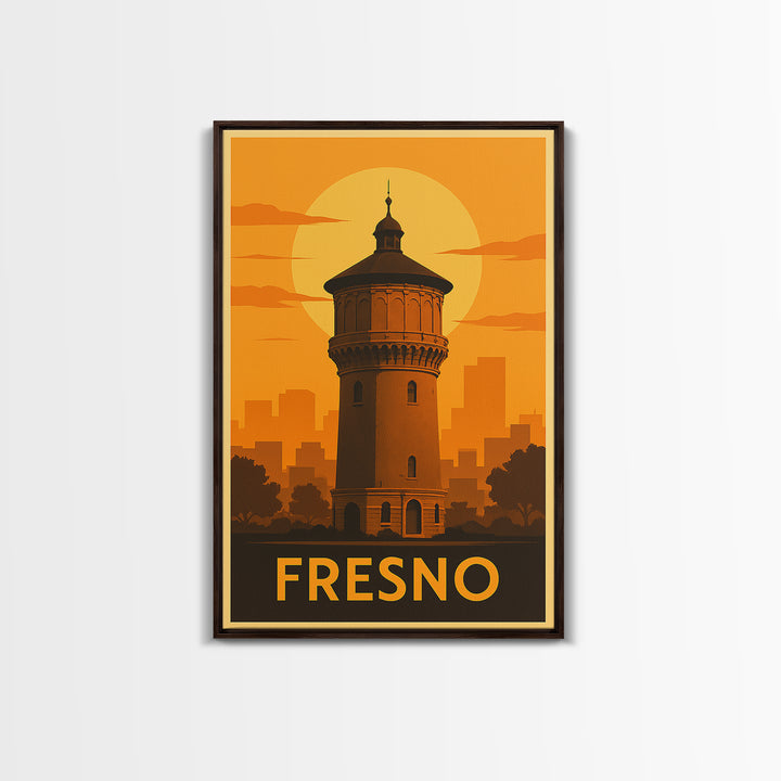Fresno Travel Poster, Canvas Print, Vintage Deco Wall Art, Fresno City Art, Vintage Travel Print, Vintage Travel Art, Travel Art Print